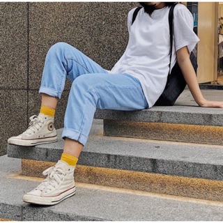 Quần basic baggy jeans xanh nhạt