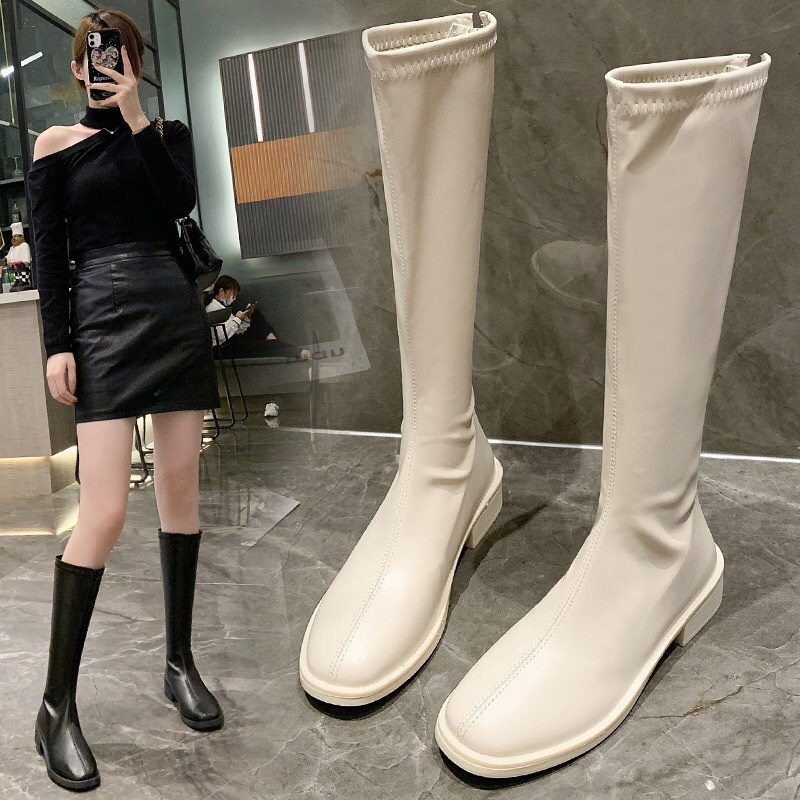 [GIÁ SỐC] Boots đùi đế bệt 3cm Hàn Quốc săn sale B001