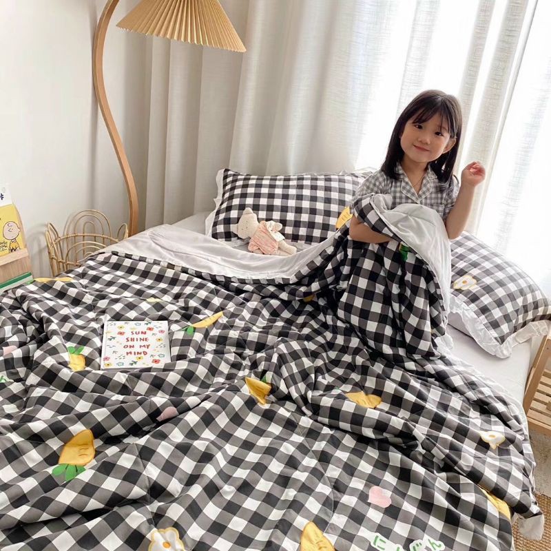 Bộ chăn ga gối cotton đũi bèo 4 món chăn trần hè mẫu mới nhất 2021