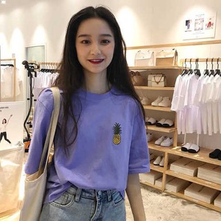 Áo thun nữ tay lỡ unisex logo trái thơm
