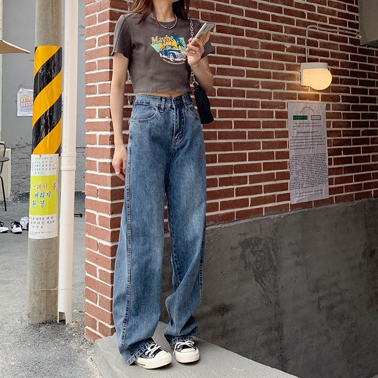 Quần Jeans Dài Ống Rộng Thời Trang Dành Cho Nữ