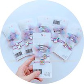 Set 2 kẹp tóc + 2 buộc tóc bé gái