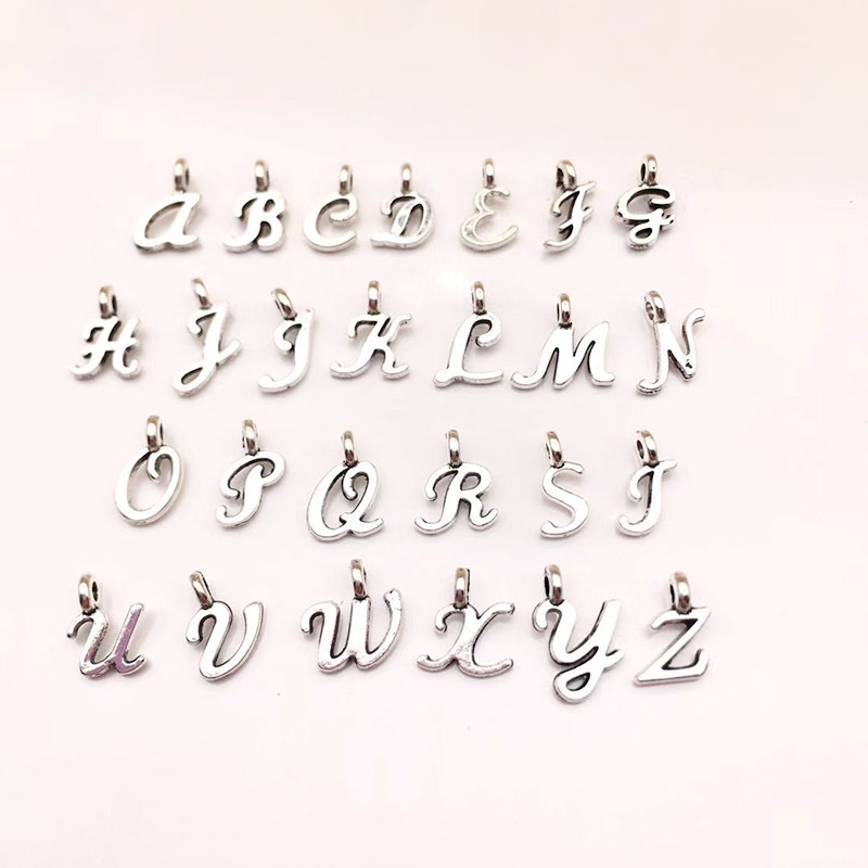 Set 26 Mặt Dây Chuyền 5*10mm Hình Chữ Cái Tiếng Anh