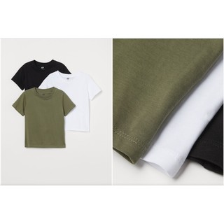 Set 3 áo ngắn tay trắng/khaki HM H&M sz 4-6y_hàng chính hãng authentic