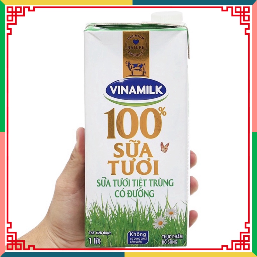 [Tân Phú] Sữa Tươi thanh trùng 100% Vinamilk Có Đường/Không Đường hộp giấy 1 Lít ( Đại lý Ngọc Toản)