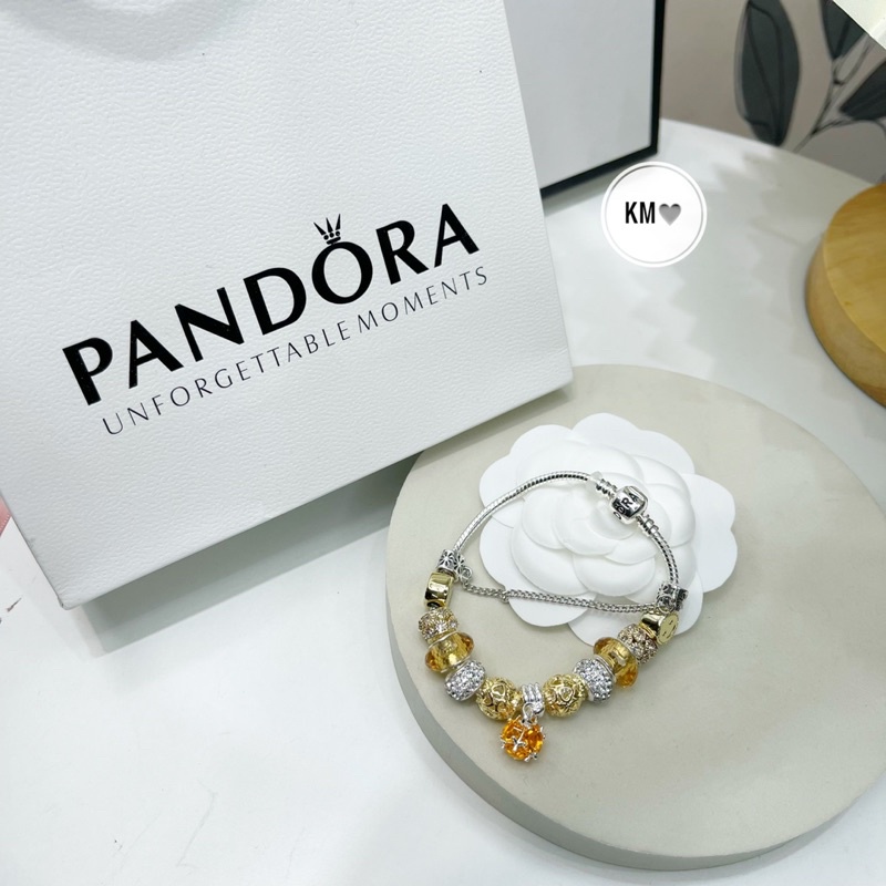 Vòng tay charm PANDORA Pha lê nhiều hạt.nhiều màu sang chảnh