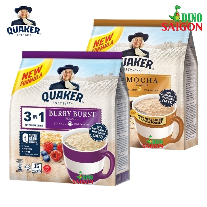 Combo 2 Gói Thức Uống Yến Mạch Quaker 3in1 Vị Berry Burst Và Cà Phê Mocha