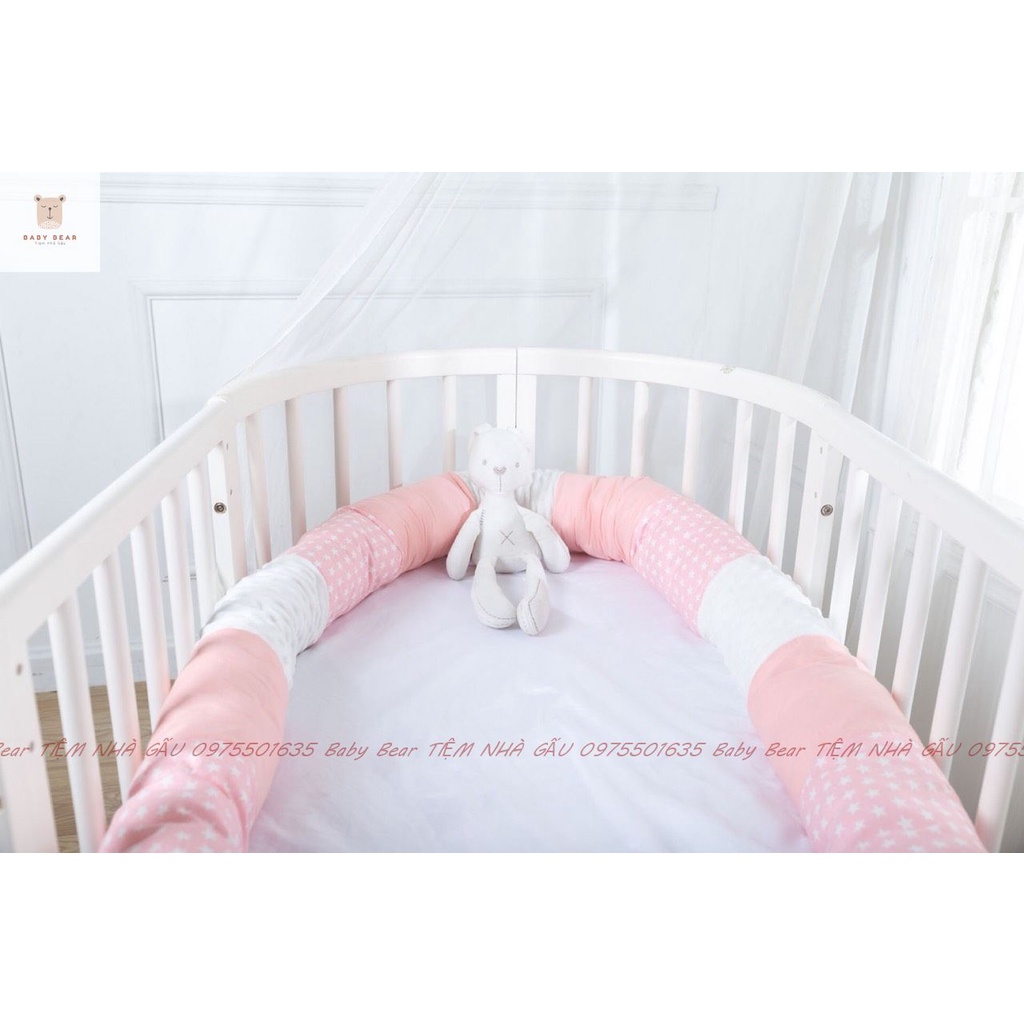 (DÀI 2.5M) Đệm Quây Cũi Kiêm Gối ôm, gối chặn Cho Bé Phong Cách Hàn Quốc cao cấp Mềm mịn