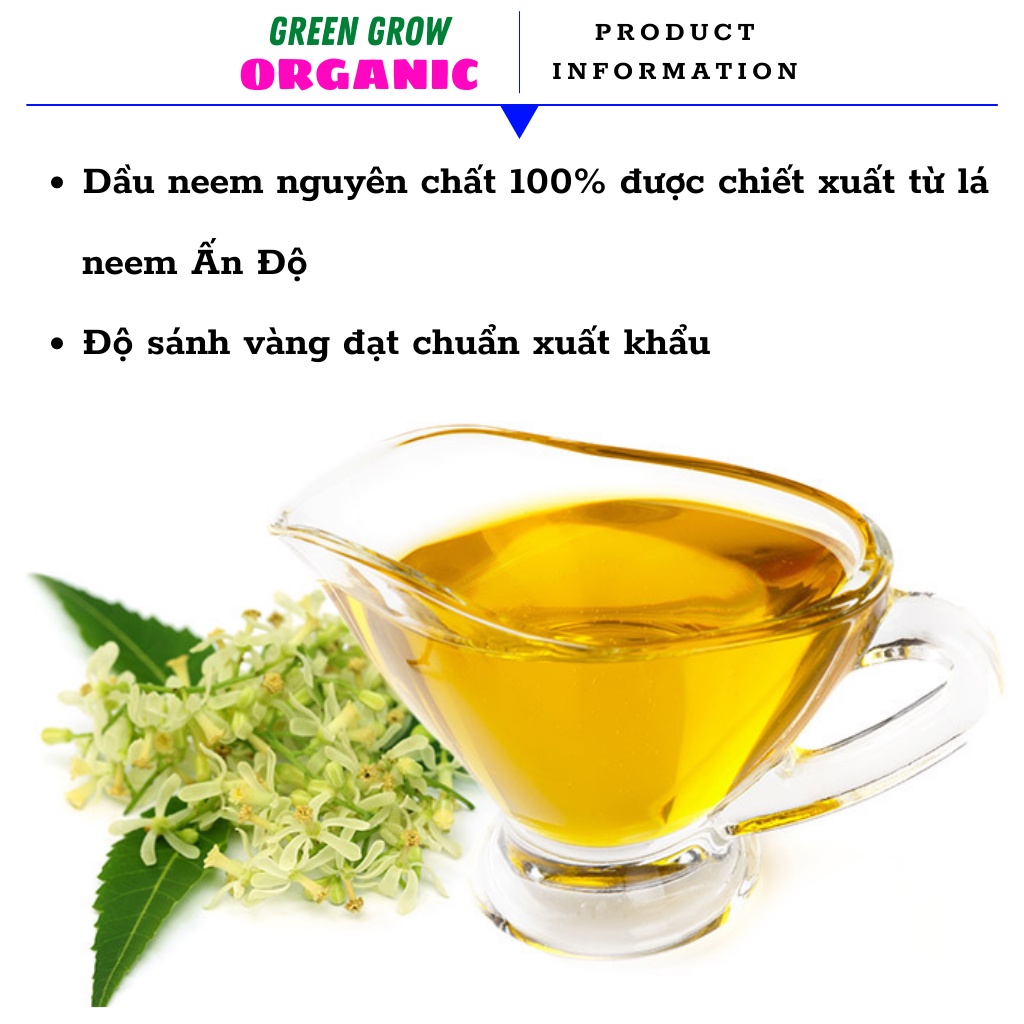Tinh dầu Neem oil Green Grow Organic phòng trừ sâu bệnh bọ trĩ nhện đỏ nấm lá cho Hoa Hồng và các loại hoa kiểng MS185