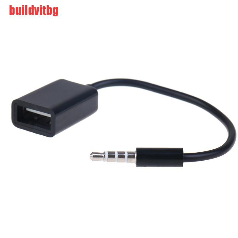 {buildvitbg}3.5mm Male AUX Audio Plug Jack To USB 2.0 Female Converter Cable Cord Car MP3 GVQ