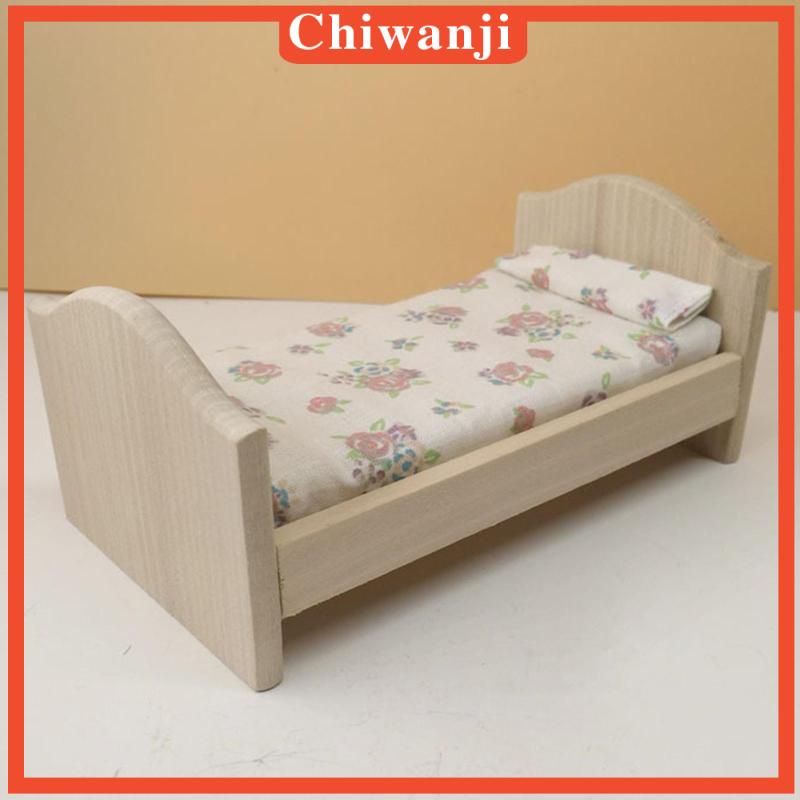 Mô Hình Giường Ngủ Mini Phong Cách Retro Tỉ Lệ 1/12 Trang Trí Nhà Búp Bê