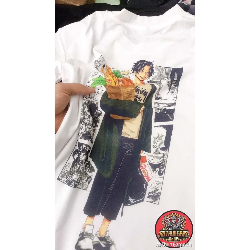 Áo one piece ace nam nữ Áo thun one piece ace trắng đen form rộng unisex cotton co giãn thoáng mát TGAG 03