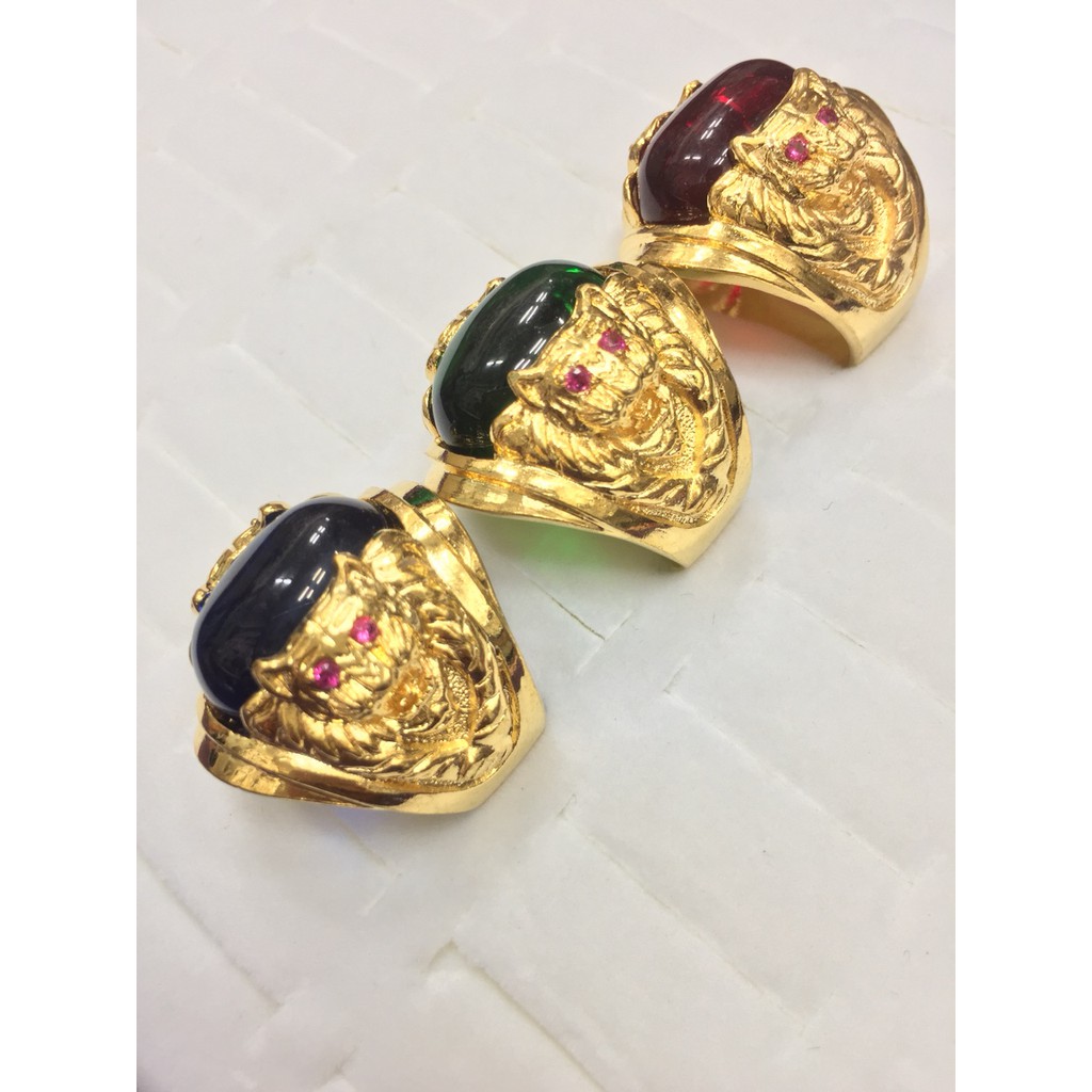 Nhẫn nam cú mèo đá đủ màu mạ vàng 24k
