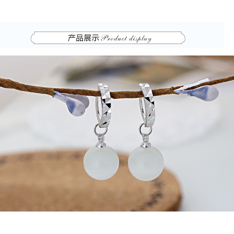 Khuyên tai mạ bạc 925 đính đá Opal thời trang Hàn Quốc
