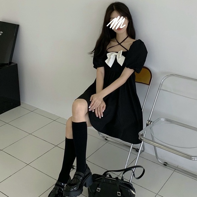 Đầm Chiết Eo Đính Nơ Phong Cách Thời Trang Hàn Quốc Dành Cho Nữ