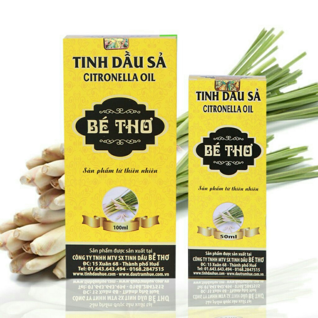 Tinh dầu Sả loại 1 50ml/100ml ( Hàng chính hãng có tem chống giả của Công ty TNHH MTV Sản xuất Tinh dầu Bé Thơ)