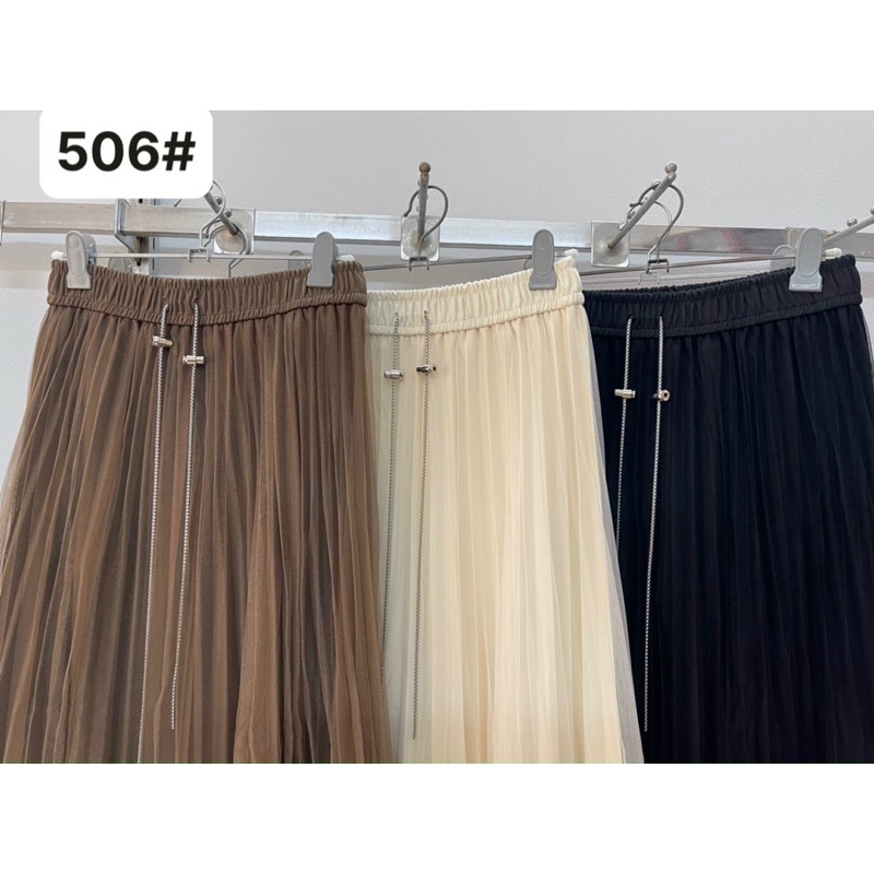 Chân váy voan xếp ly dáng dài 80cm lót dày 2023
