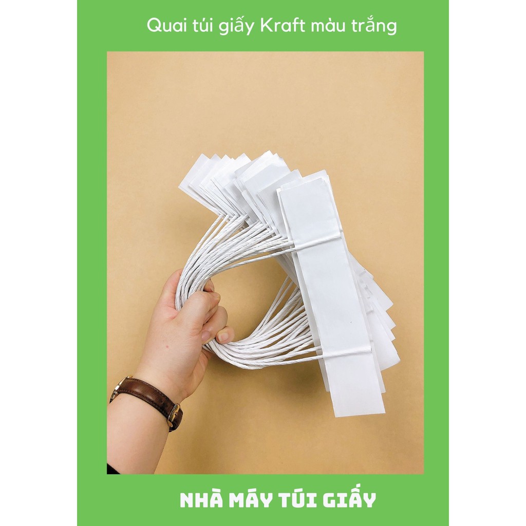 [SET 100 ĐÔI] Quai túi giấy Kraft Trắng [ ẢNH THẬT ]