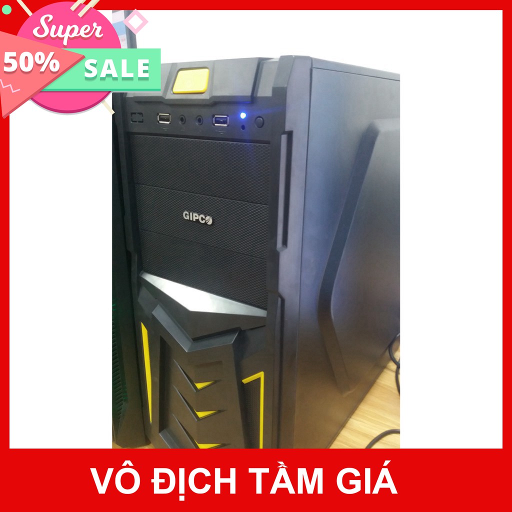 Vỏ case máy tính GIPCO GIP3986GAB - Vật liệu làm từ thép không gỉ - Chống giật - Bảo hành 12 tháng - Chính hãng