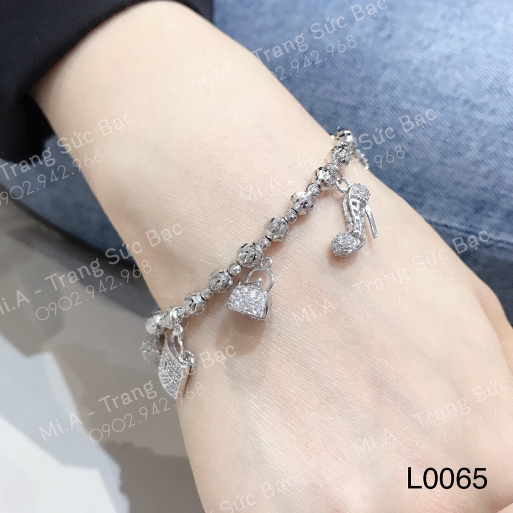Lắc tay lắc bi nữ Bạc Ý S950 MiASJ kèm phụ kiện charm dễ thương L0065