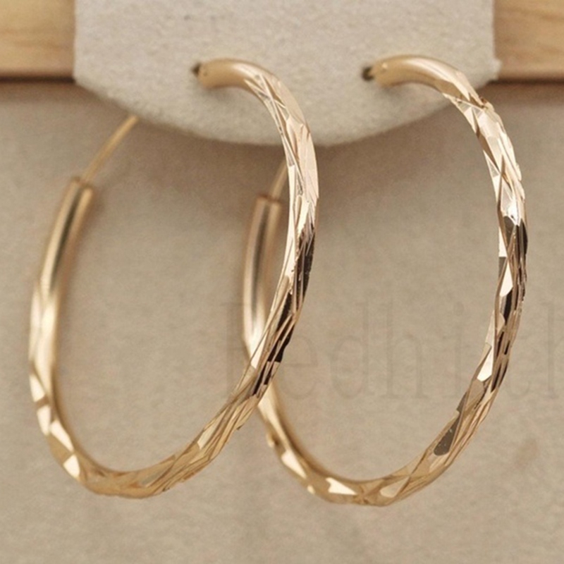 Gold Color  Earrings Big Round Hoop Earrings For Women Circle Woman Ear Studs Jewelry Earring