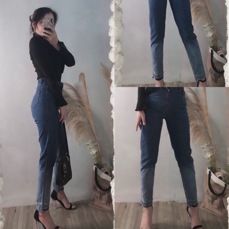Quần bò loang rách gấu và quần bò rách trướcFREESHIPquần jean bó co zãn 4 chiều ảnh thật cuối