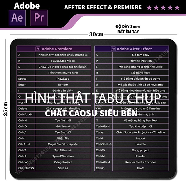 Lót Chuột Phím Tắt Nhiều Phần Mềm