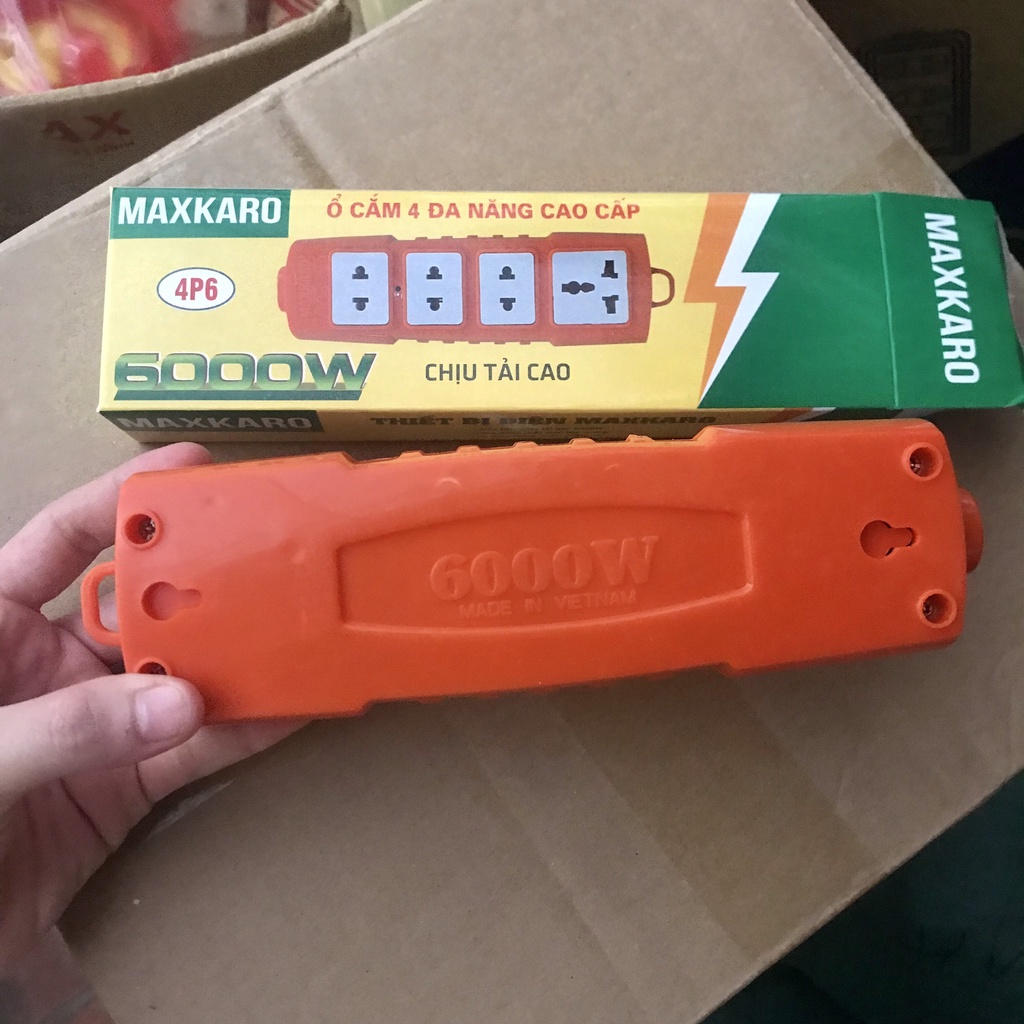 Ổ Cắm Điện Chịu Tải 6000W 4 Ổ Cắm Lõi Sứ Không Dây