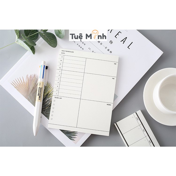 Tập 50 tờ note thời khoá biểu xinh xắn tiện lợi, giấy ghi chú lập kế hoạch planner Vpp Tuệ Minh