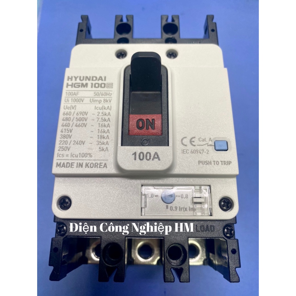 Aptomat MCCB 3 Pha HGM100E-F Hyundai dòng 63A~100A - Chính Hãng, Át Tô Mát Khối Cầu Dao Điện 3P