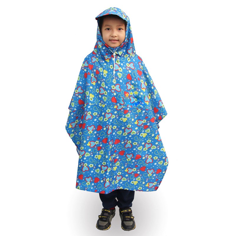 Áo mưa trẻ em cánh dơi họa tiết đáng yêu 8-12 tuổi KÈM TÚI XÁCH