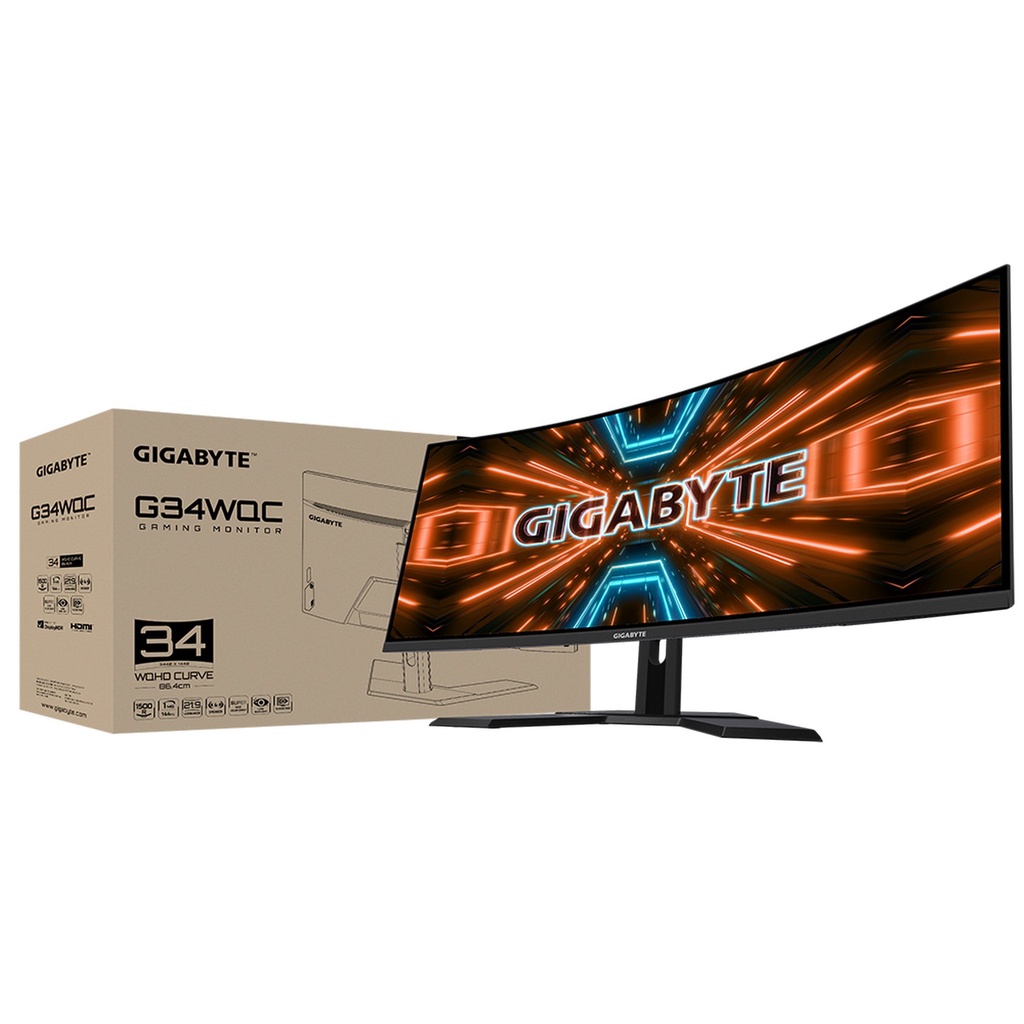 Màn Hình Cong Gaming Gigabyte G34WQC 3‎4 Inch Ultrawide (WQHD/VA/144Hz/1ms) - Hàng Chính Hãng