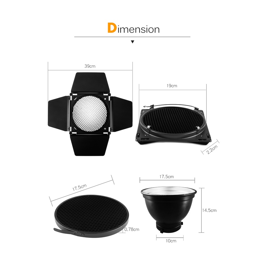 Bộ Lọc 4 Màu Kiểu Tổ Ong Godox BD-04 Barn + Khung Phản Quang Tiêu Chuẩn Cho Đèn Flash Studio