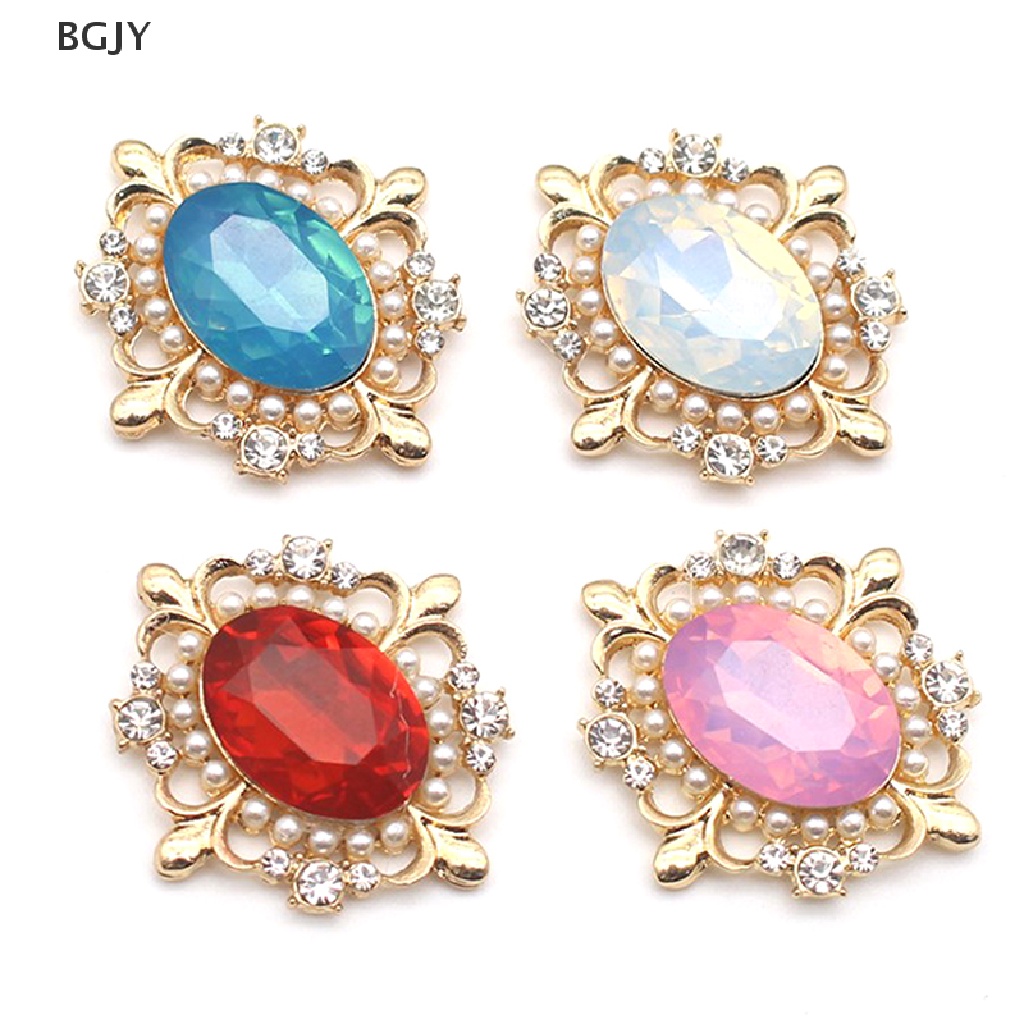 1 Nút Hợp Kim Acrylic 30 * 34MM Đính Đá Ngọc Trai Nhân Tạo Phong Cách Mới