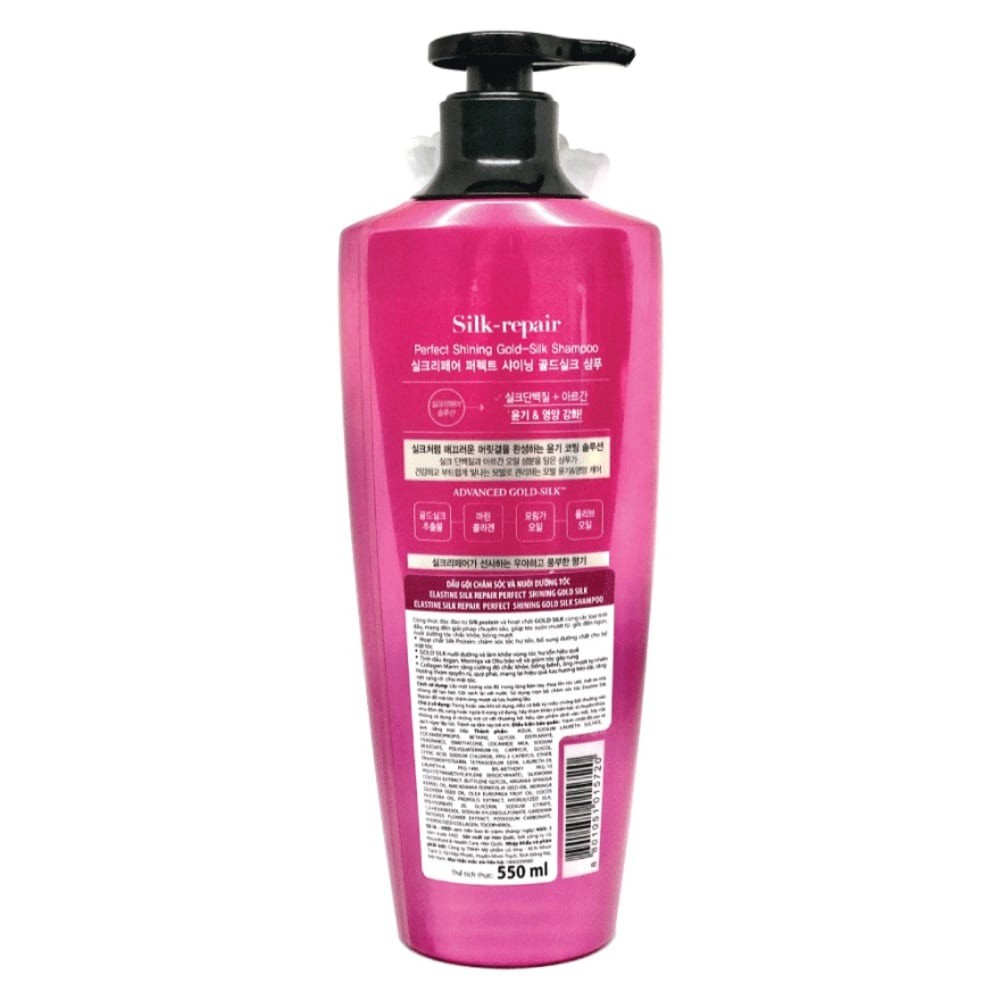 Dầu Gội Elastine Silk Repair Perfect Shining Gold Silk Chăm Sóc &amp; Nuôi Dưỡng Tóc 550ml