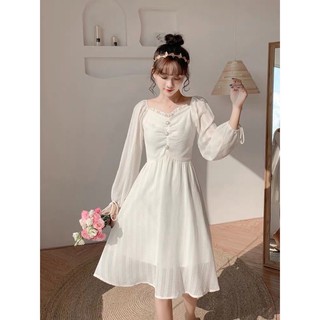 Váy Tiểu Thư Cúc Ngọc Tay Bồng