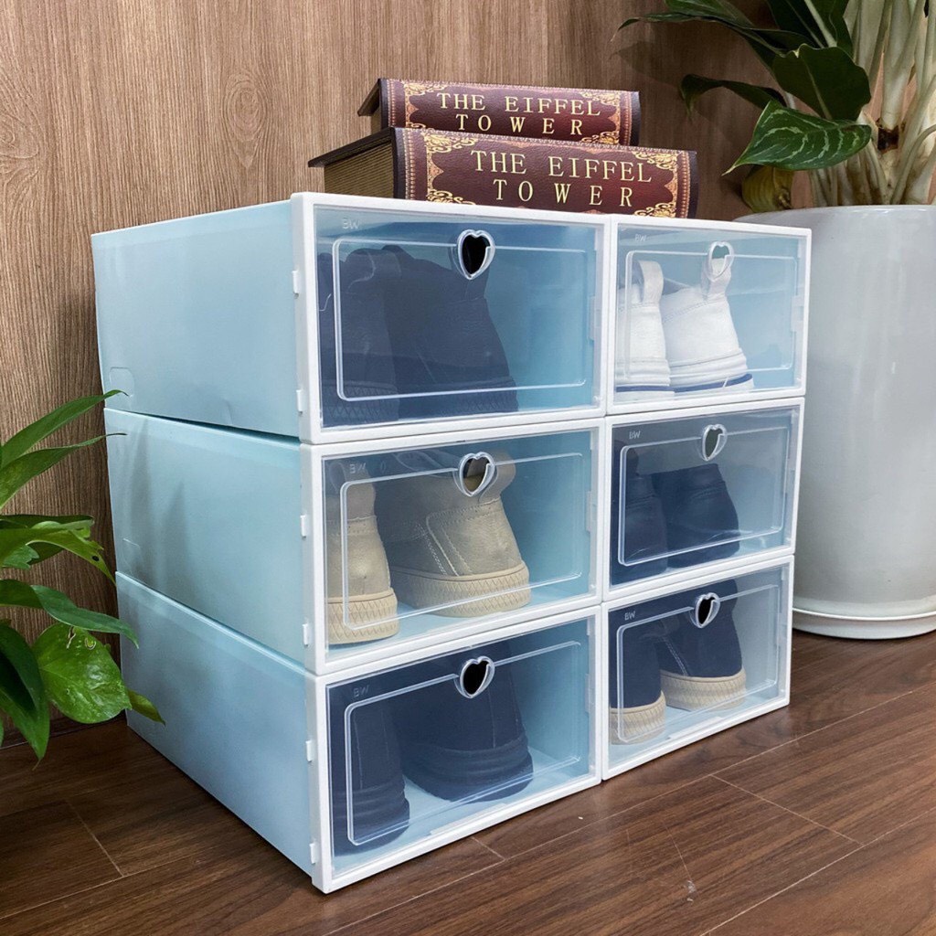 Hộp đựng giày thông minh, nắp nhựa cứng lắp ghép, xếp chồng chịu lục