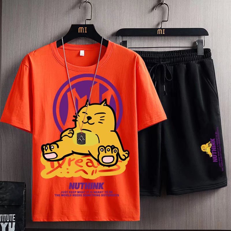 Set Áo Thun Ngắn Tay + Quần Short Dáng Rộng Size Lớn M-8XL Thời Trang Mùa Hè Cho Nam