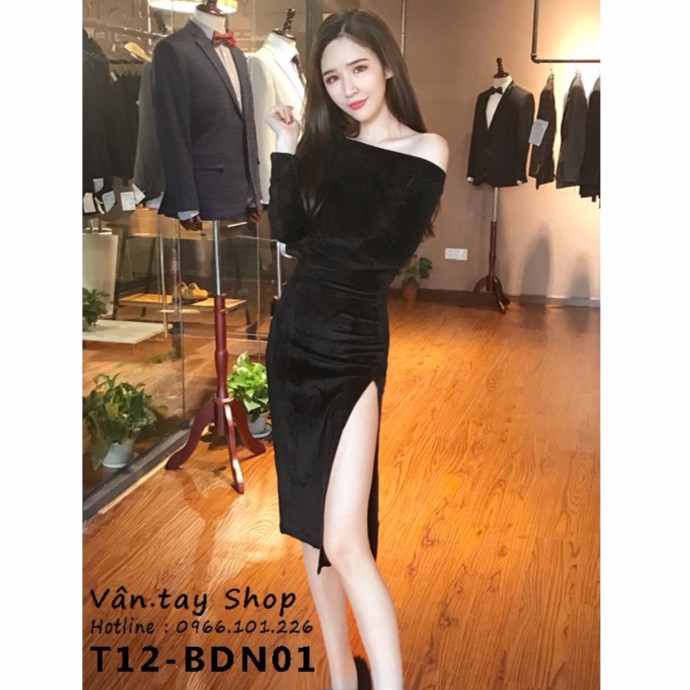 VÁY NHUNG BODY TRỄ VAI