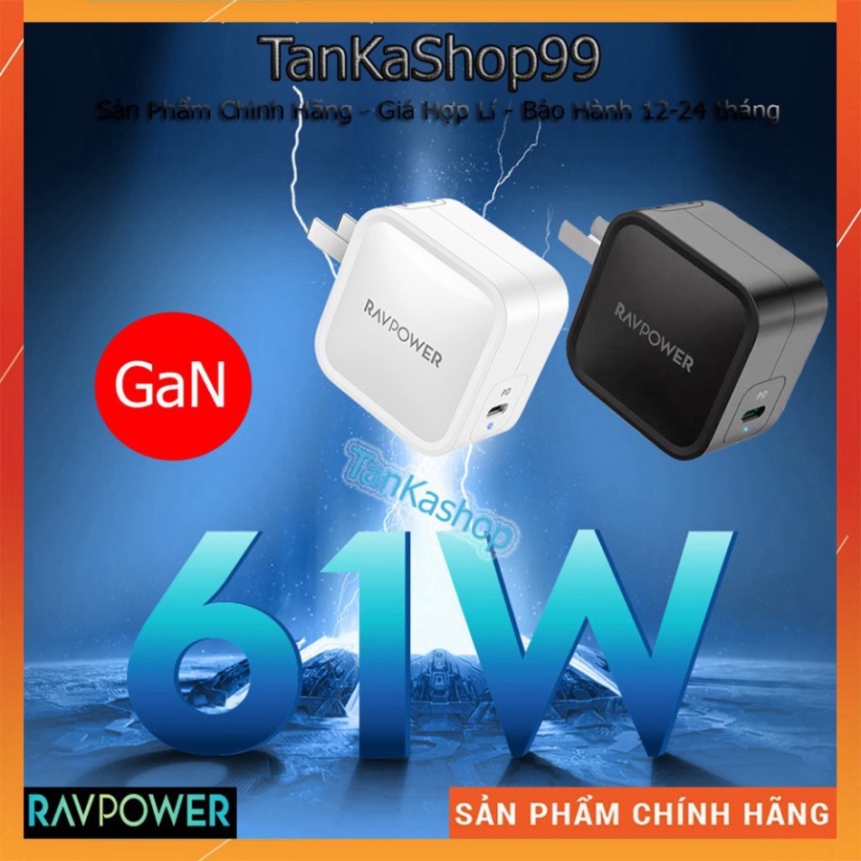 GIÁ BẤT DIỆT Củ Sạc Ravpower RP-PC112 - 1cổng Usb-c 61W PD 3.0 - Công Nghệ GaN GIÁ BẤT DIỆT