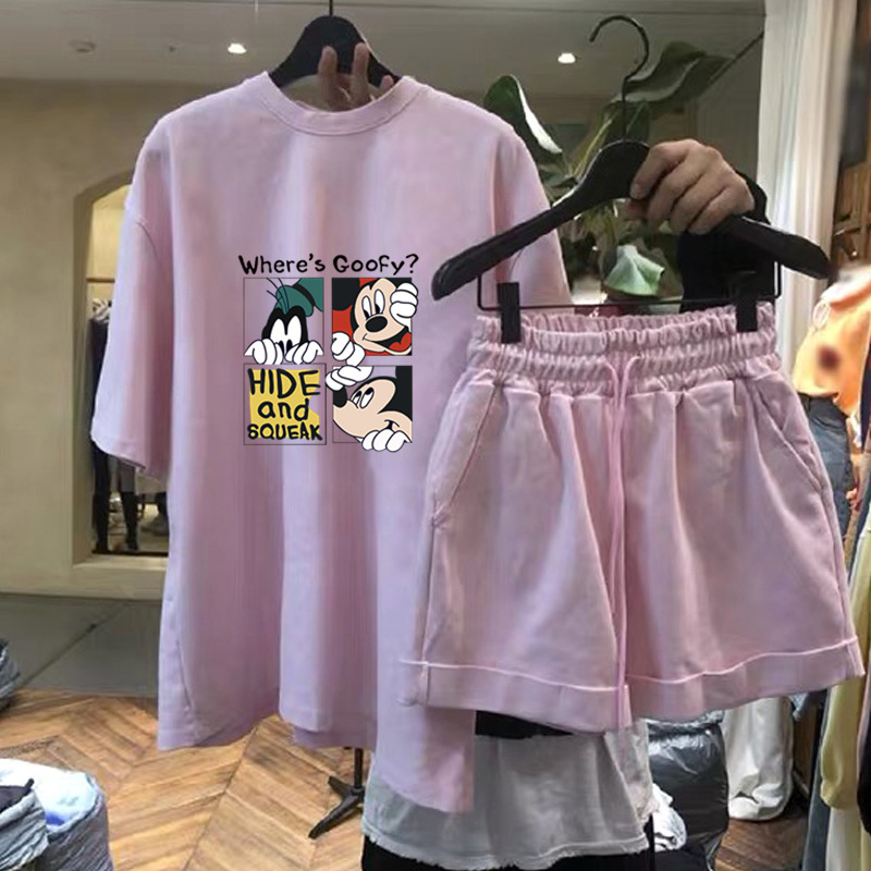 Women's Fashion Round Neck Short Sleeve T-shirt + Pajama Set