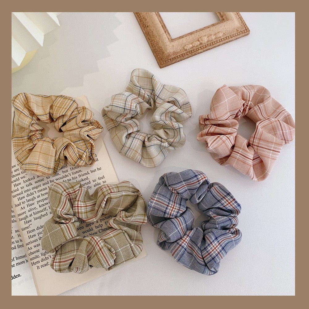 Scrunchies Caro Kaki Đồng Phục Học Sinh Jk Cute