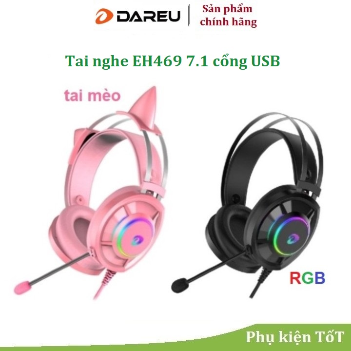 Tai Nghe Gaming Dareu eh469 Pink / Black - Chính hãng