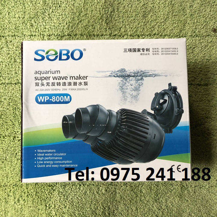 Máy thổi luồng tạo sóng hồ cá bể cá Sobo WP 800M, 25W, tầm thổi phù hợp cho bể từ 120 - 250cm