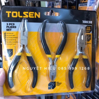 Bộ 3 kìm kềm điện, cắt, nhọn tolsen 10038