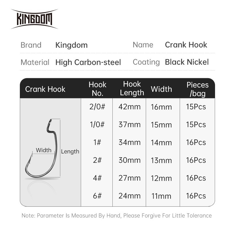 Móc Câu Cá KINGDOM 2 / 0 1 / 0 1 2 4 6 Bằng Thép Carbon Cao Cấp