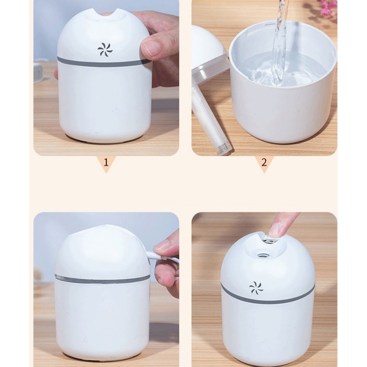 Máy Xông Tinh Dầu Phòng Ngủ Mini H6 220ml Khuếch Tán Tinh Dầu Dùng Cho Phòng Ngủ , Xe Hơi Khử Khuẩn Thanh Lọc Không Khí