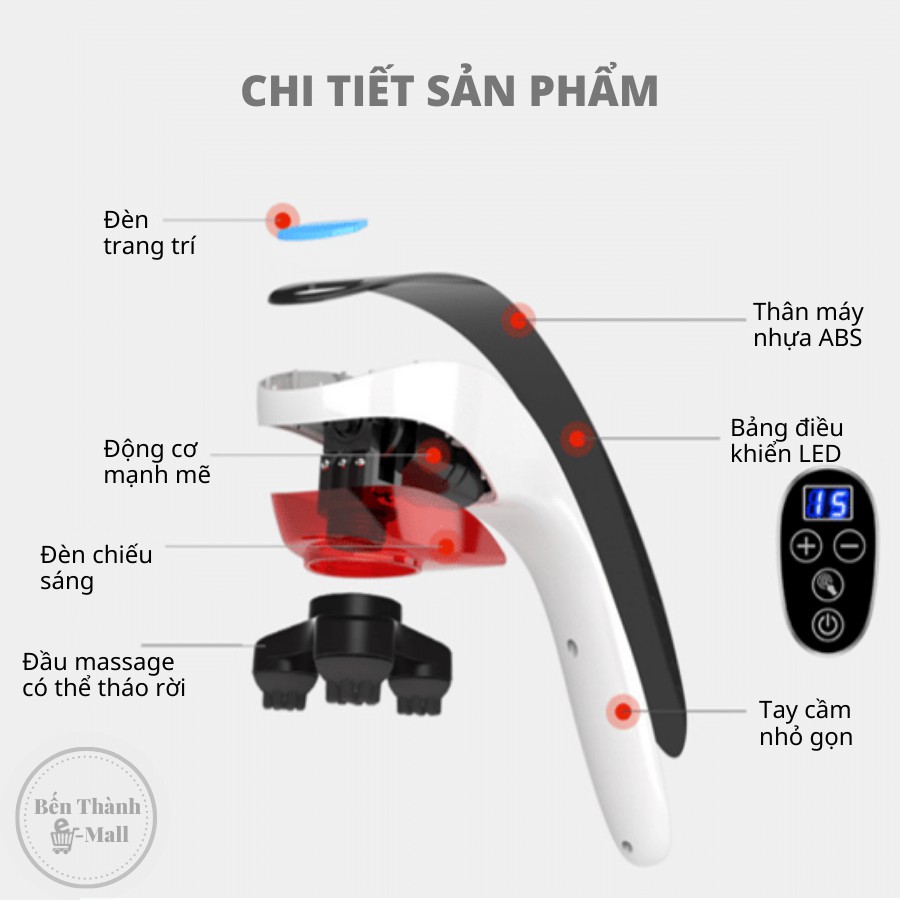 ✈️ [Freeship] MÁY MASSAGE CẦM TAY BODY MASSAGER BM608 [Màn LED hiển thị] [4 đầu massage chuyên dụng]