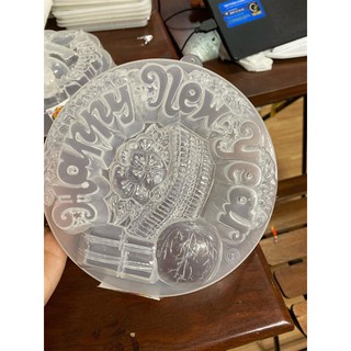 Khuôn happy new year pháo lồng đèn hoa mai 20cm - khuôn nhựa rau câu