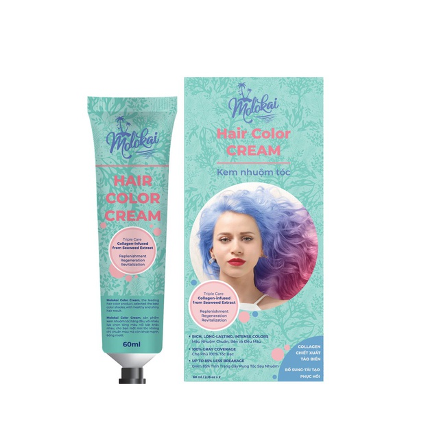 Thuốc nhuộm tóc màu thời trang Molokai 60ml 💖 TẶNG KÈM GĂNG TAY + CHAI OXY TRỢ DƯỠNG 💖 - Pretty Valley | BigBuy360 - bigbuy360.vn
